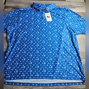 Fore Fathers NEW XXXL 3XL Golf Polo Shirt Blue White Lime & Minerals